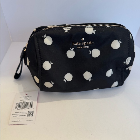 Kate Spade little better orchard chelsea Black and White Cosmetic Bag clutch NEW - Picture 2 of 8